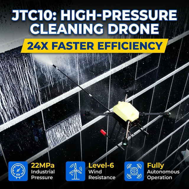 JTC10 Facade Cleaning Drone EASA C5 Certified 100M 220Bar High Pressure Spraying UAV for Building, Solar Panel Cleaning